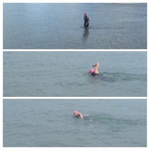 Katie swimming in Lake Michigan